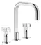 Смеситель для раковины Gessi Inciso, на 3 отверстия, средний, с донным клапаном, соединительными шлангами, цвет Chrome