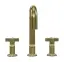 Смеситель для раковины Gessi Inciso, на 3 отверстия, без донного клапана, цвет Brass PVD