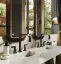 Смеситель для раковины Gessi Inciso, на 3 отверстия, средний, без донного клапана, цвет Black Metal Brushed PVD