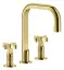 Смеситель для раковины Gessi Inciso, на 3 отверстия, без донного клапана, цвет Gold PVD