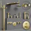 Смеситель на борт ванны Gessi Anello, с ручным душем, цвет Brushed Brass PVD