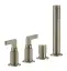 Смеситель для ванны Gessi Incisо, на 4 отверстия, с выдвижной лейкой, цвет Finox Brushed Nickel