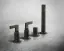 Смеситель для ванны Gessi Incisо, на 4 отверстия, с выдвижной лейкой, цвет Finox Brushed Nickel