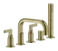 Смеситель для ванны Gessi Inciso, на 5 отверстий, с изливом и ручным душем, цвет Brushed Brass PVD