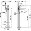 Cмеситель для ванны Gessi Ventaglio, h1069 мм, напольный, с переключателем и ручным душем, внешняя часть, цвет Finox Brushed Nickel