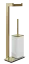 Cтойка Gessi Rettangolo, напольная, с бумагодержателем и ёршиком, цвет White/Warm Bronze Brushed PVD