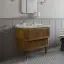 Devon&Devon Metropolitan Essenc Тумба под раковину из дуба 88.5х95 см, стол. BIANCO CARRARA, рак. SWINDON на 3 отв белая , ножки хром, цвет: ROVERE